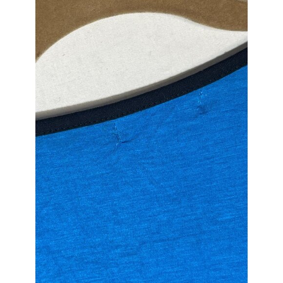 lady fashion short sleeve shirt blue black embellished butterfly medium READ - Picture 10 of 14